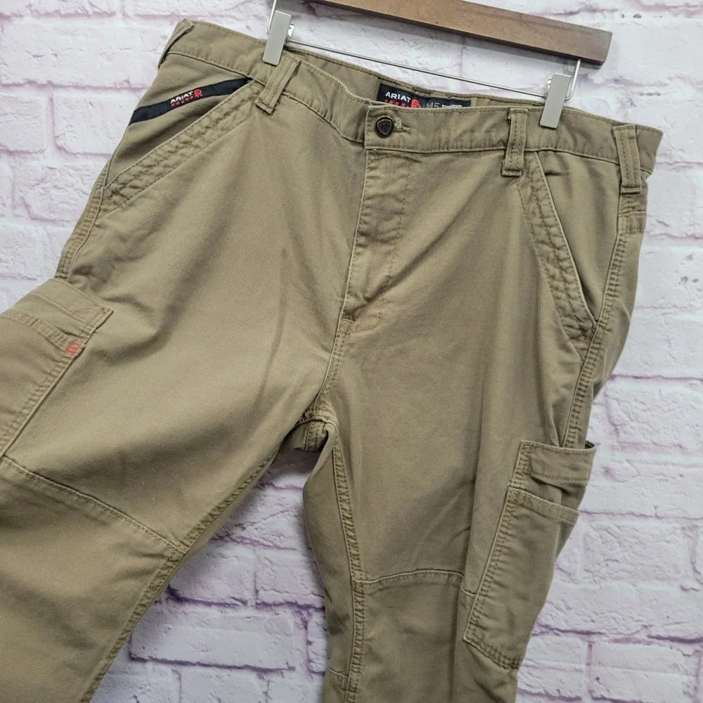 Ariat FR M5 Straight Leg Cargo Pants Mens 1X Khaki Cordura Workwear Gorpcore
